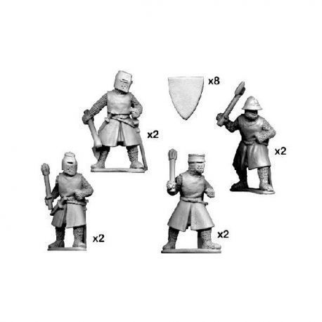 Dismounted knights with axes & maces