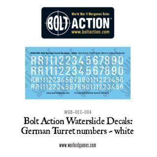 Bolt Action German Turret Numbers - white decal sheet