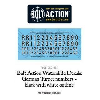 Bolt Action German Turret numbers - black with white outline decal sheet