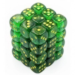 Signature 12mm d6 with pips Dice Blocks (36 Dice) Borealis Maple Green and Yellow